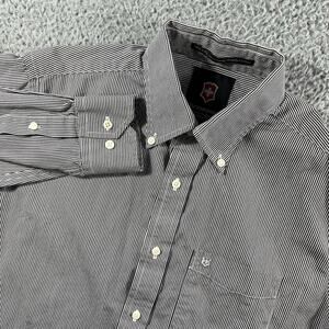 Victorinox Swiss Army Shirt Mens Small 80s 2-Ply Cotton Button Down Long Sleeve